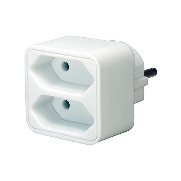 Multiple-socket-(socket-adapter-2-fold-Euro-socket-with-increased-contact-protection)-white-1