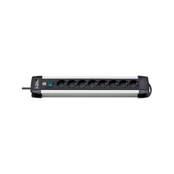Extension-Socket-Premium-Alu-Line-8-Way-3.00-m-Aluminium/Black--Protective-Contact-1