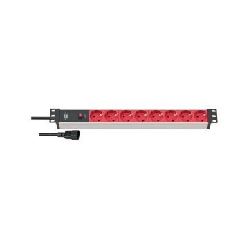 Alu-Line-8-way-19"-Socket-for-switch-boxes-PG-Plug-2.00-m-Black/Red-C14-1