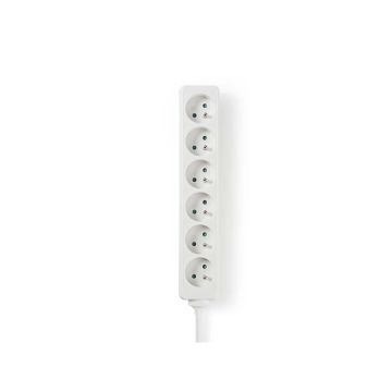 Extension-Socket-|-Type-E-(CEE-7/6)-|-6-Way-|-1.50-m-|-3680-W-|-16-A-|-Kind-of-grounding:-Pin-Earth-|-230-V-AC-50/60-Hz-|-Socket-angle:-45-°-|-H05VV-F-3G1.5mm²-|-White-1