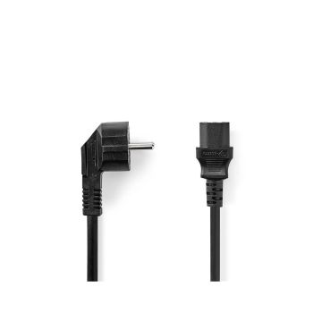 Power-Cable-|-Plug-with-earth-contact-male-|-IEC-320-C13-|-Angled-|-Straight-|-Nickel-Plated-|-3.00-m-|-Round-|-PVC-|-Black-|-Label-1