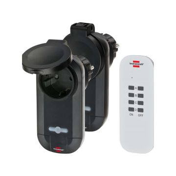 Radio-switch-set-RC-CE1-0201-set-of-2-radio-controlled-sockets-(outdoor-area-IP44-with-hand-held-transmitter-and-increased-contact-protection)-black-1