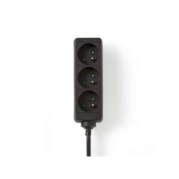 Extension-Socket-|-Type-E-(CEE-7/6)-|-3-Way-|-3.00-m-|-3680-W-|-16-A-|-Kind-of-grounding:-Pin-Earth-|-230-V-AC-50/60-Hz-|-Socket-angle:-45-°-|-H05VV-F-3G1.5mm²-|-Black-1