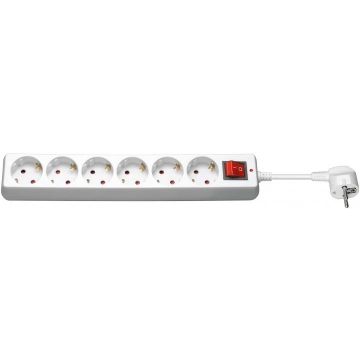 AC-power-strip-with-surge-protection-and-switch-1.4-m-white--6-safety-socket-CEE-7/4-1