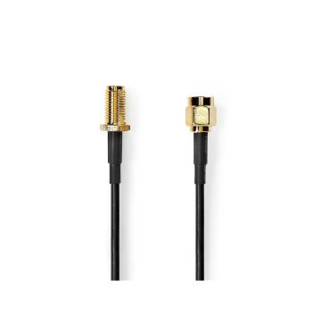 SMA-Cable-|-SMA-Male-|-SMA-Female-|-Gold-Plated-|-50-Ohm-|-Single-Shielded-|-3.00-m-|-Round-|-PVC-|-Black-|-Label-1