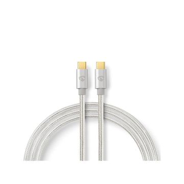 USB-Cable-|-USB-2.0-|-USB-C™-Male-|-USB-C™-Male-|-100-W-|-480-Mbps-|-Gold-Plated-|-1.00-m-|-Round-|-Braided-/-Nylon-|-Silver-|-Cover-Window-Box-1