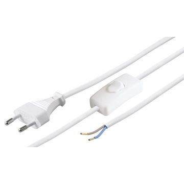 Euro-cord-for-assembly-with-switch-1.5-m-white-white--Euro-male-(Type-C-CEE-7/16)->-Loose-cable-ends-1