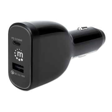 Incarcator-auto-Manhattan-102445-1x-USB-A-QC-3.0-18W-1x-USB-C-PD-60W-negru-1