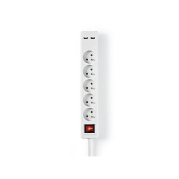 Extension-Socket-|-Type-E-(CEE-7/6)-|-5-Way-|-1.50-m-|-3680-W-|-16-A-|-Kind-of-grounding:-Pin-Earth-|-230-V-AC-50/60-Hz-|-Socket-angle:-45-°-|-H05VV-F-3G1.5mm²-|-On/Off-switch-|-White-1