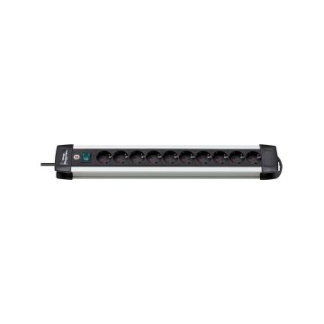 Extension-Socket-Premium-Alu-Line-10-Way-3.00-m-Aluminium/Black--Protective-Contact-1