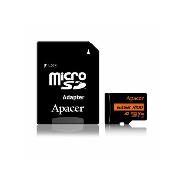 Card-microSDXC-UHS-I-U3-V30-A2-Apacer-64GB-R100-cu-adaptor-SD-1