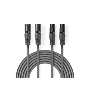 Balanced-Audio-Cable-|-2x-XLR-3-Pin-Male-|-2x-XLR-3-Pin-Female-|-Nickel-Plated-|-3.00-m-|-Round-|-PVC-|-Dark-Grey-|-Carton-Sleeve-1