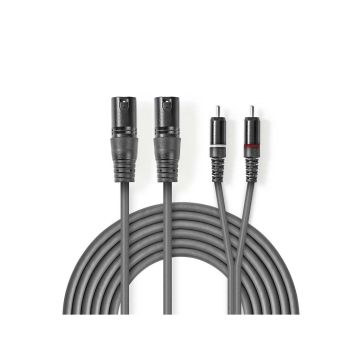Balanced-Audio-Cable-|-2x-XLR-3-Pin-Male-|-2x-RCA-Male-|-Nickel-Plated-|-3.00-m-|-Round-|-PVC-|-Dark-Grey-|-Carton-Sleeve-1