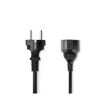 Power-Cable-|-Plug-with-earth-contact-male-|-Plug-with-earth-contact-female-|-Straight-|-Straight-|-Nickel-Plated-|-5.00-m-|-Round-|-PVC-|-Black-|-Box-1