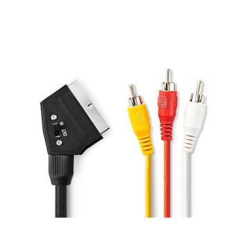 SCART-Cable-|-SCART-Male-|-3x-RCA-Male-|-Nickel-Plated-|-Switchable-|-480p-|-2.00-m-|-Round-|-PVC-|-Black-|-Tag-1